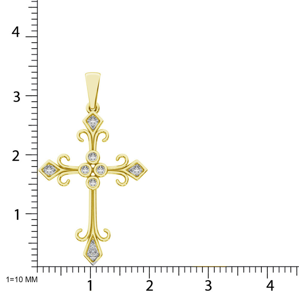 Diamante 1/10 Ct.Tw. Colgante de cruz en oro amarillo de 10 quilates