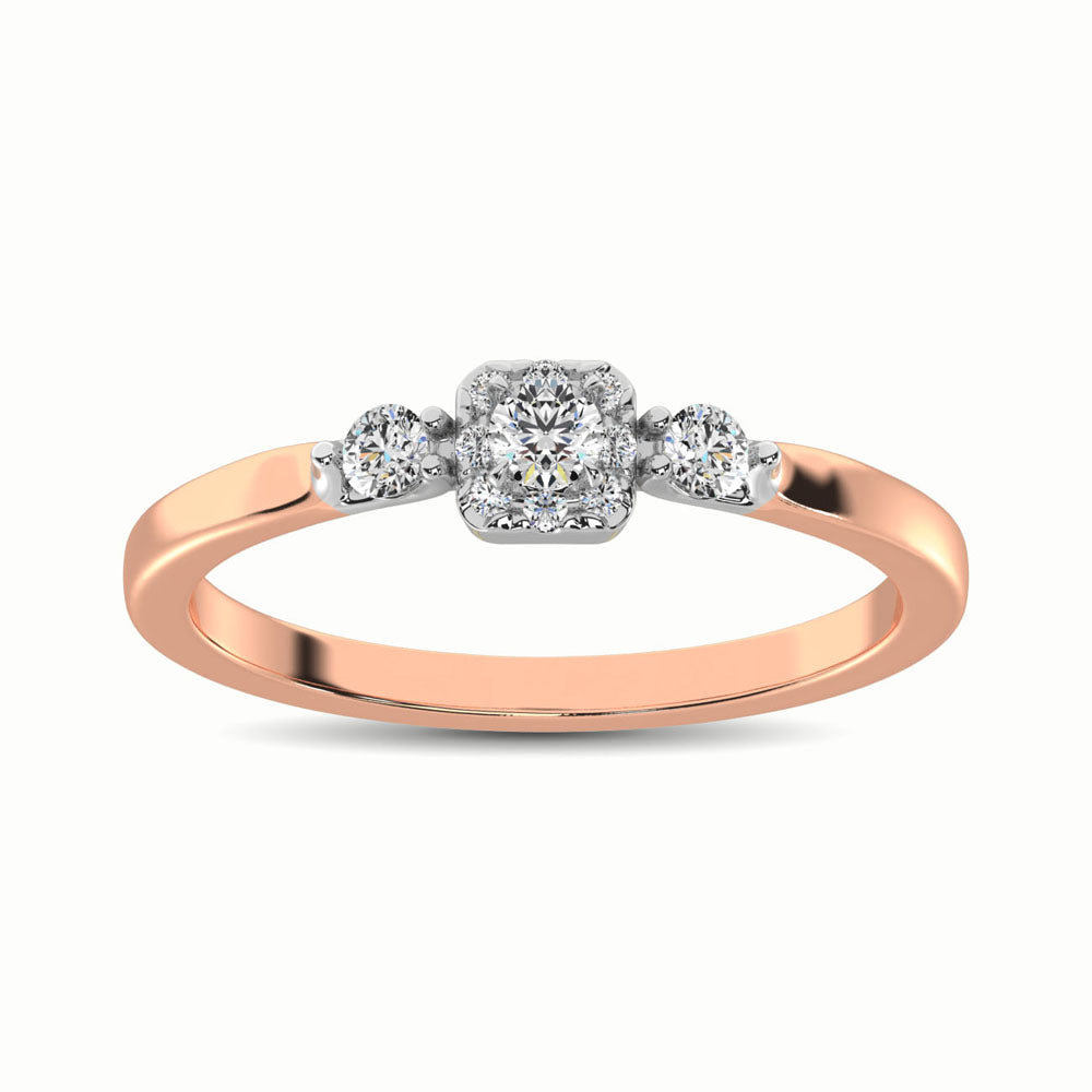 Oro rosado de 10 quilates de 1/3 qt. total. Anillo de promesa de diamantes