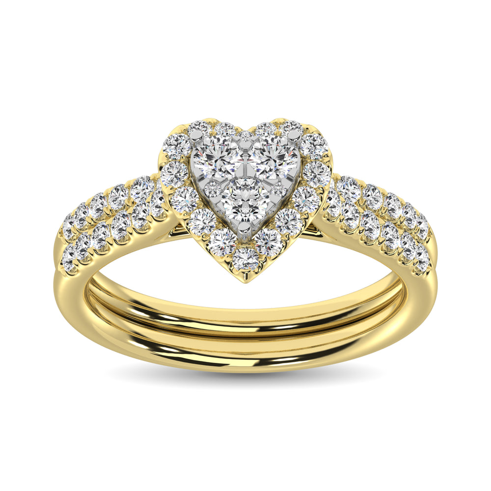 Diamante de 1 qt.Tw. Anillo nupcial en oro amarillo de 10 quilates