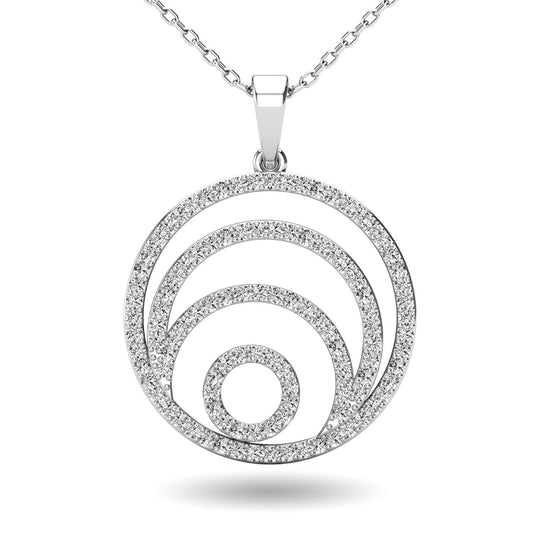 Diamante 3/8 Ct.Tw. Colgante circular en oro blanco de 14 k