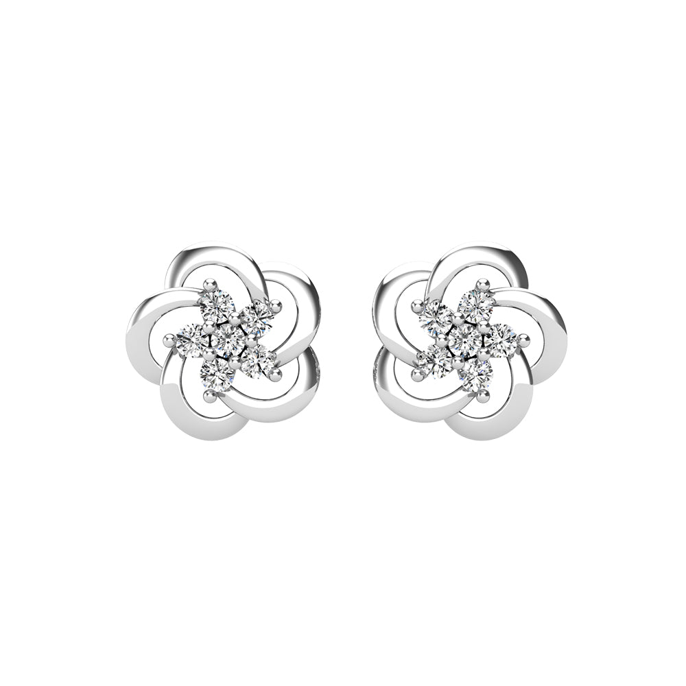 Diamante de flor abierta de 1/8 qt.Tw. Aretes