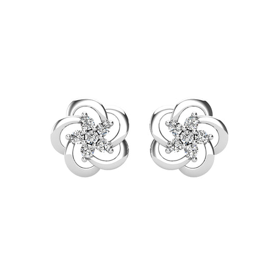 Diamante de flor abierta de 1/8 qt.Tw. Aretes