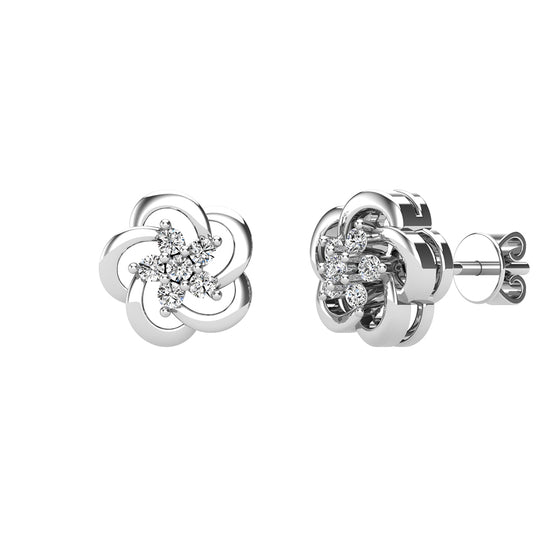 Diamante de flor abierta de 1/8 qt.Tw. Aretes