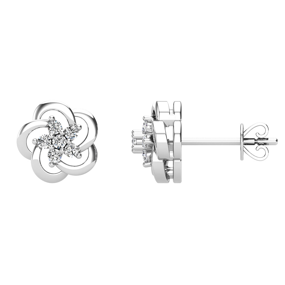 Diamante de flor abierta de 1/8 qt.Tw. Aretes