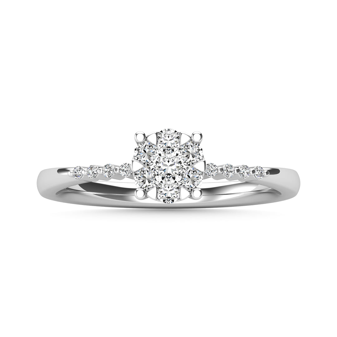 Diamante 1/4 Ct.Tw. Anillo de promesa en oro blanco de 14 k