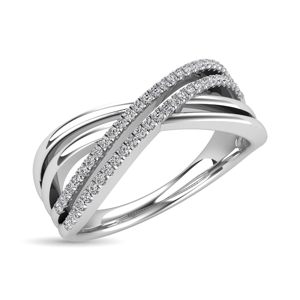 Diamante 1/5 Ct.Tw. Anillo cruzado en oro blanco de 10 quilates