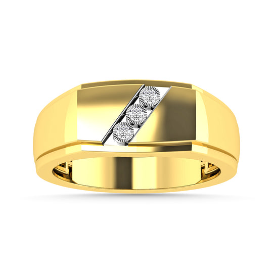 Diamante 1/50 Ct.Tw. Anillo de moda para hombre en oro amarillo de 10 quilates