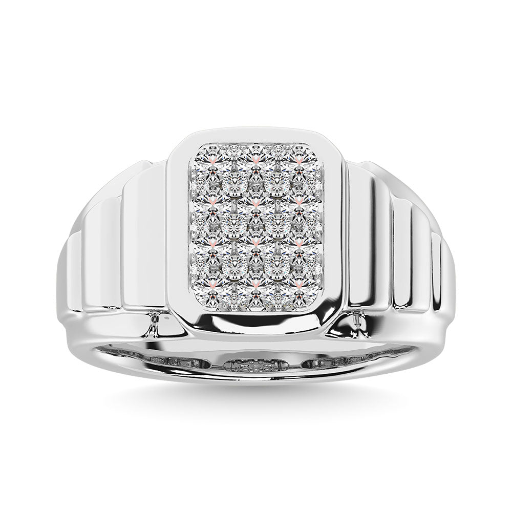 Diamante de 1 qt.Tw. Anillo de moda para hombre en oro blanco de 14 quilates