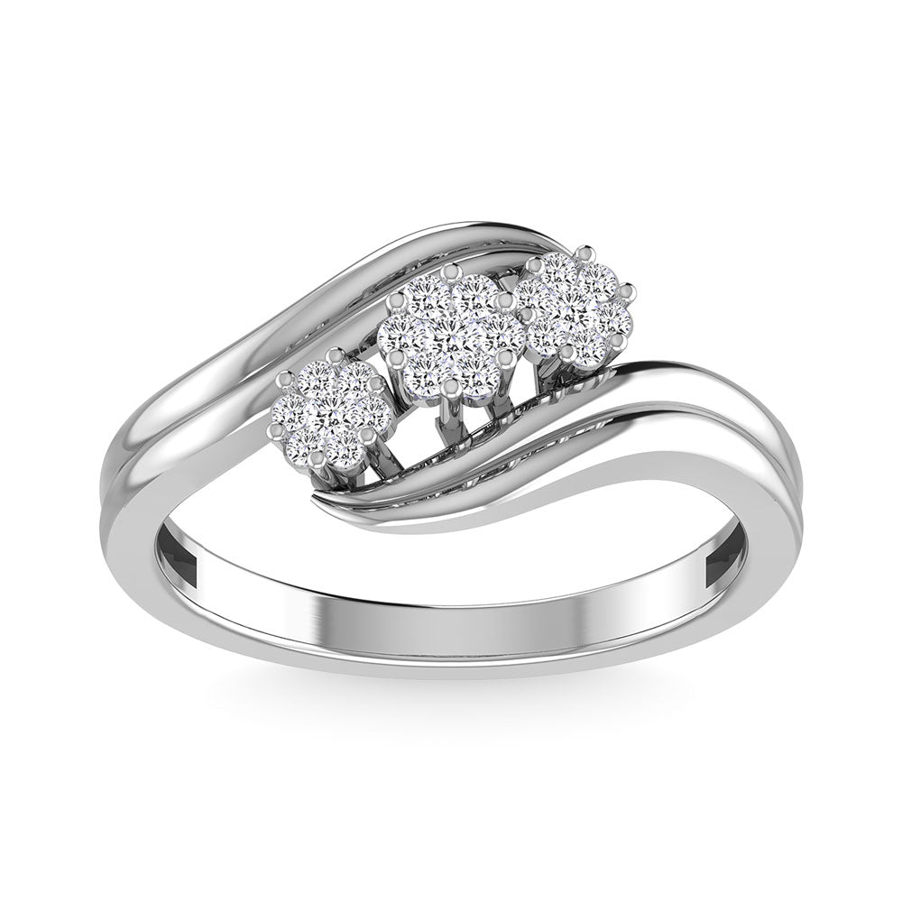 Diamante 1/5 Ct.Tw. Anillo de promesa en oro blanco de 10 quilates