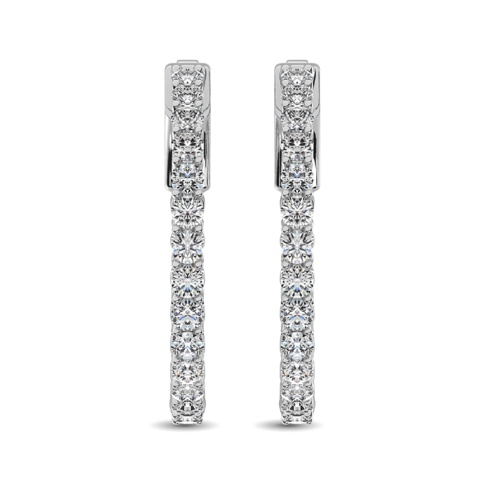 Aretes de Aro con Diamante de 2 ct tw en Oro Blanco de 14k