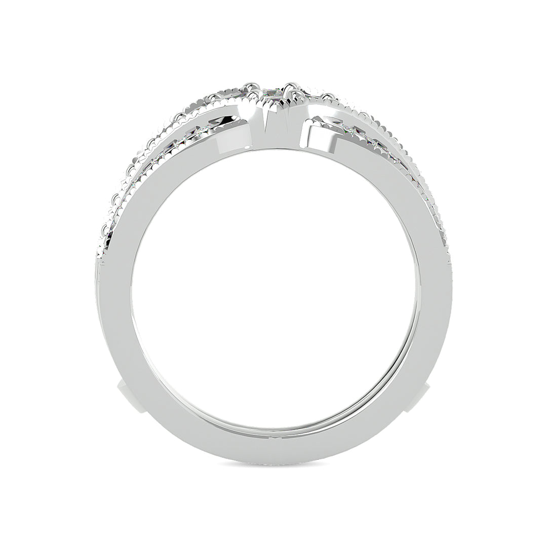 Anillo Protector de Talla Redonda con Diamantes de 3/4 qt en Oro Blanco de 14k