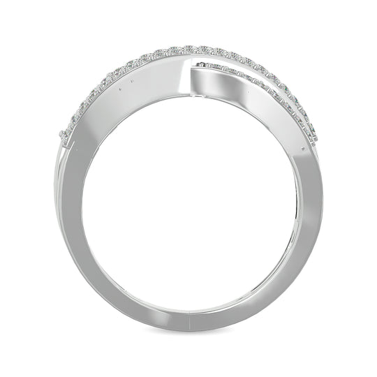 Anillo Moderno Cruzado con Diamantes de 1 qt en Oro Blanco de 14k