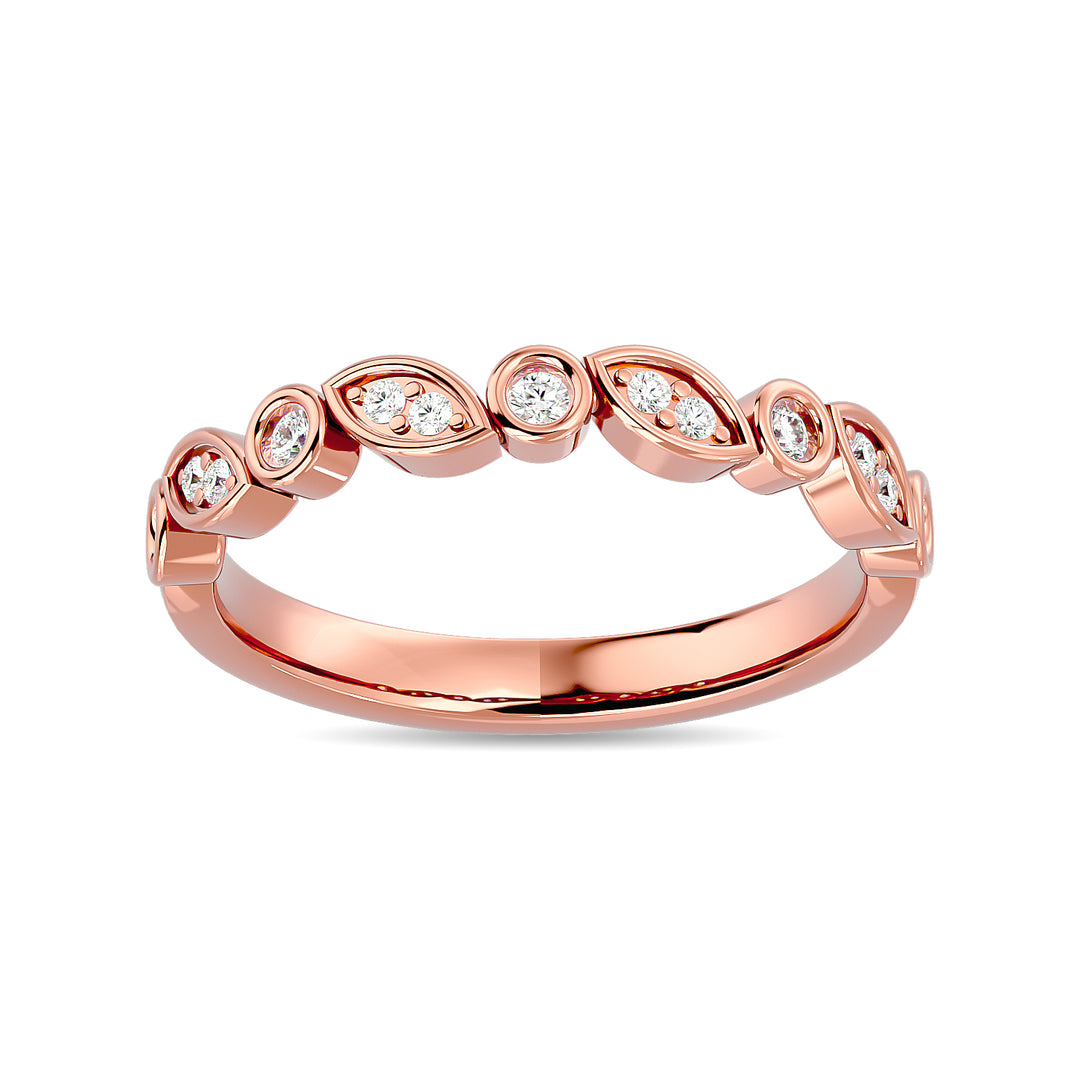 Banda Apilada de Diamantes de 1/6 qt total en Oro Rosa de 14k