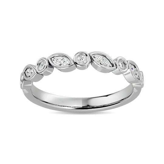 Alianza para Mujer con Diamantes de 1/6 qt en Oro Blanco de 14k