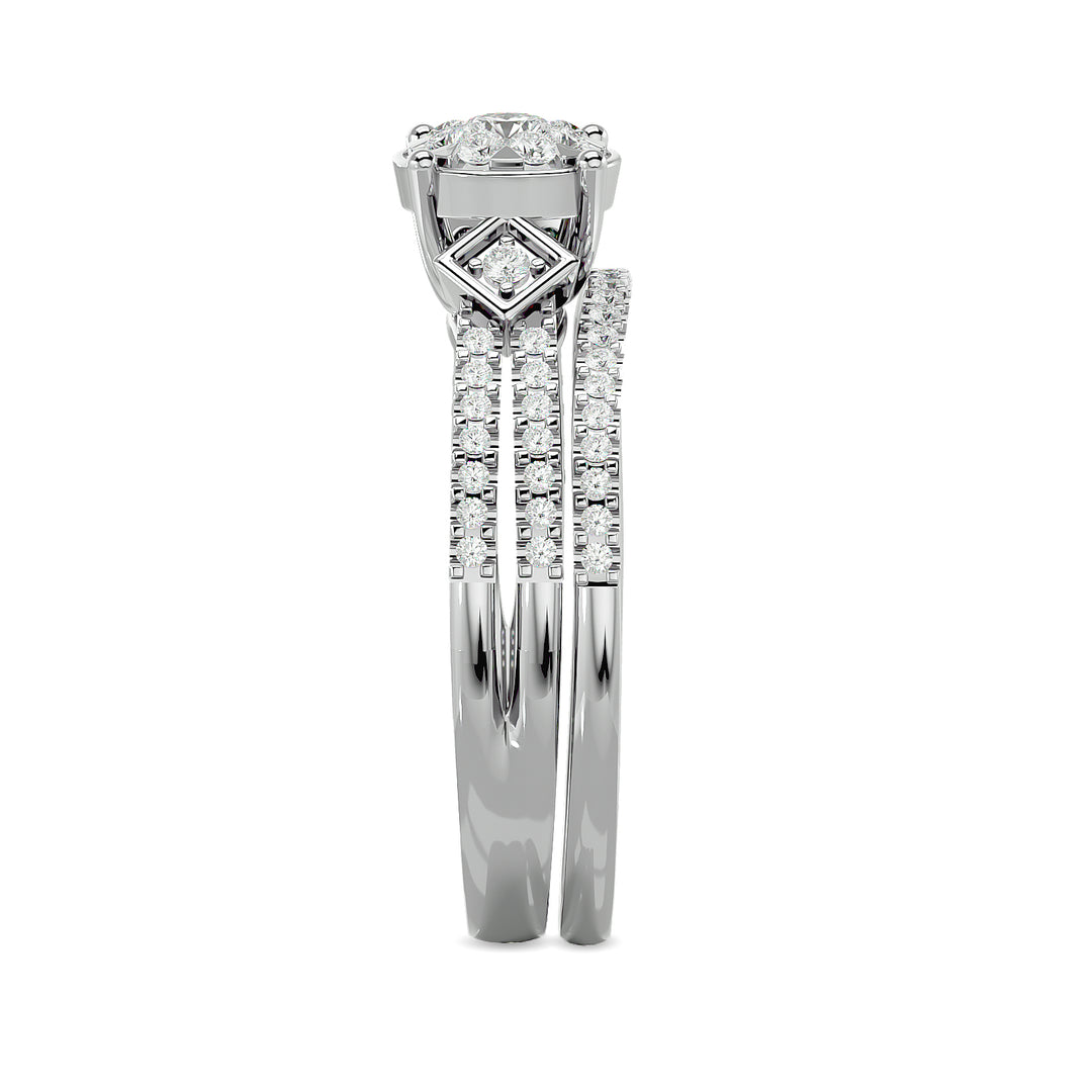 Anillo Nupcial con Diamantes de 1/2 qt en Oro Blanco de 14k