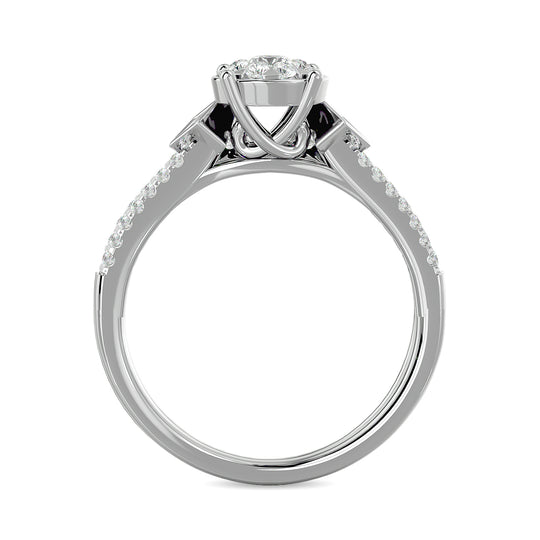 Anillo Nupcial con Diamantes de 1/2 qt en Oro Blanco de 14k