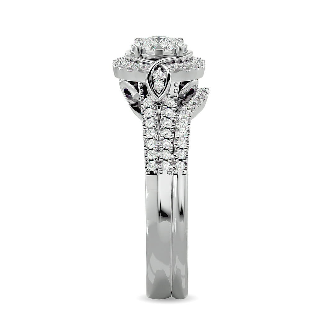 Anillo Nupcial con Diamantes de 1/2 qt en Oro Blanco de 14k