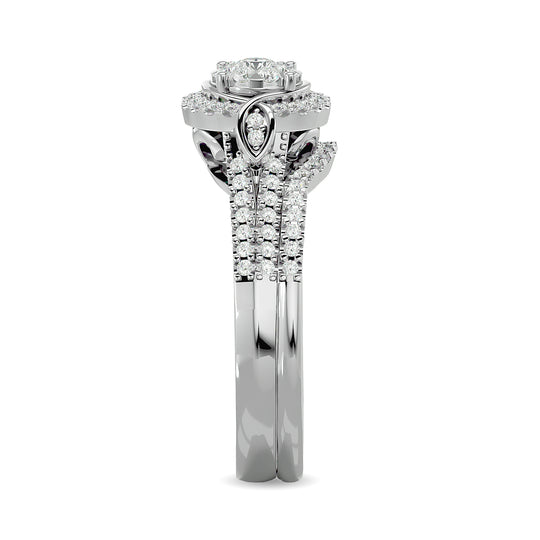 Anillo Nupcial con Diamantes de 1/2 qt en Oro Blanco de 14k