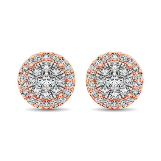 Aretes con Diamantes de 3/4 qt total en Oro Rosado de 14 k