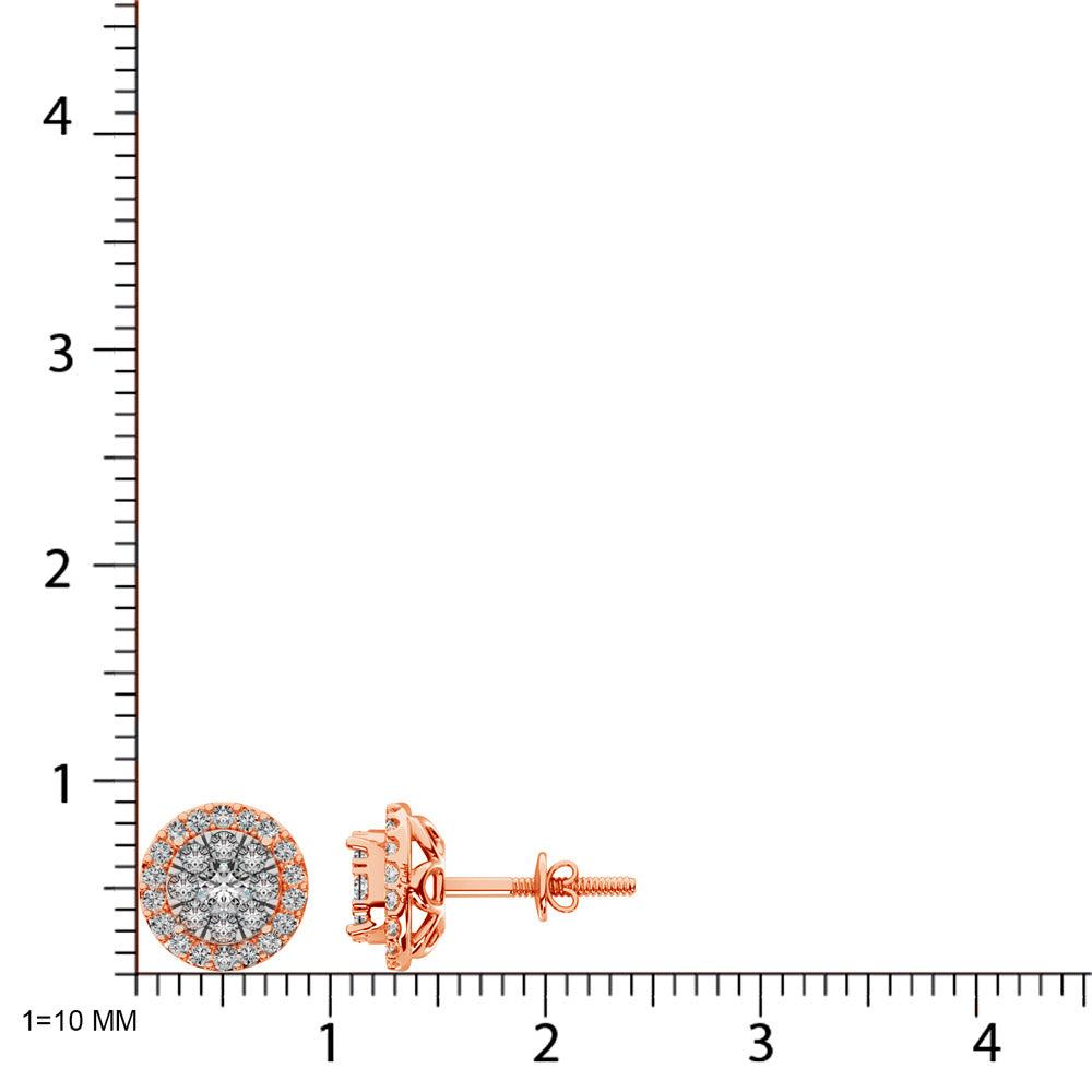Aretes con Diamantes de 3/4 qt total en Oro Rosado de 14 k