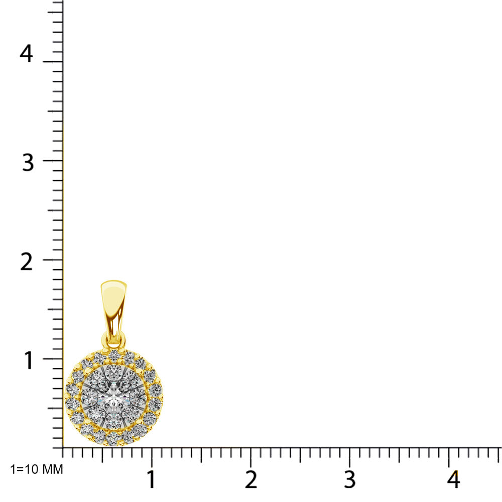 Colgante moderno de diamantes de talla redonda de 5/8 qt total en oro amarillo de 14 k