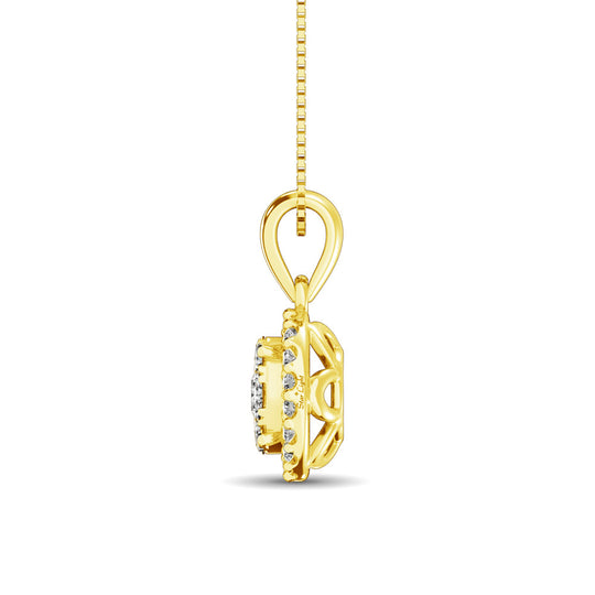 Colgante moderno de diamantes de talla redonda de 5/8 qt total en oro amarillo de 14 k