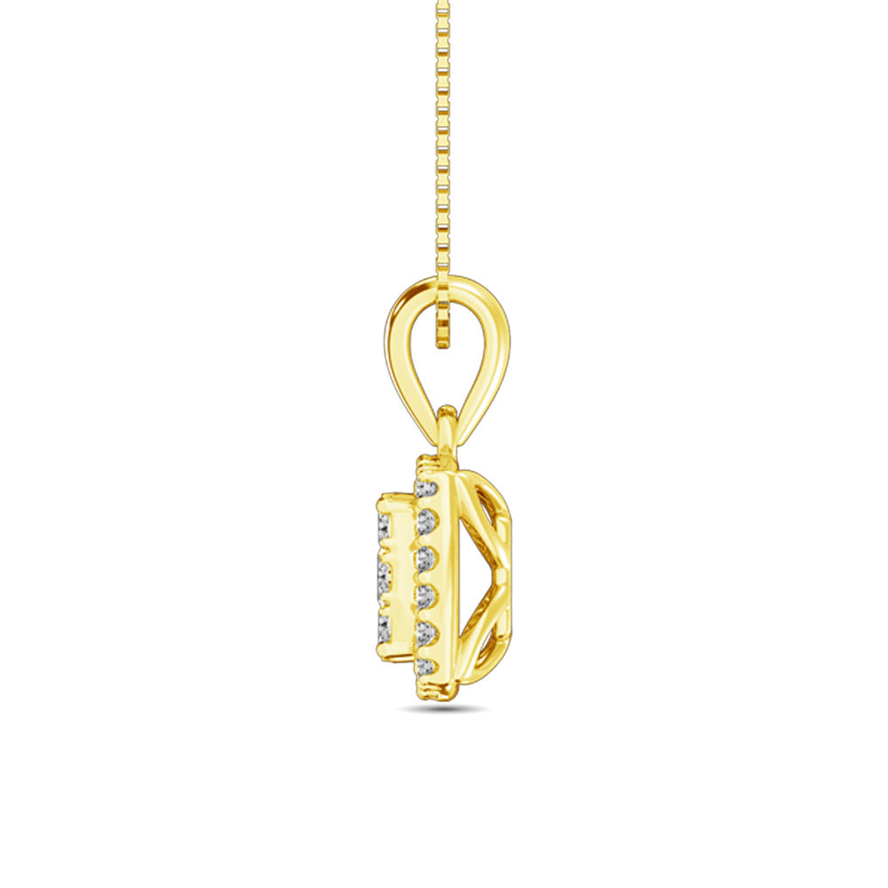 Colgante moderno de diamantes de talla redonda de 5/8 qt total en oro amarillo de 14 k