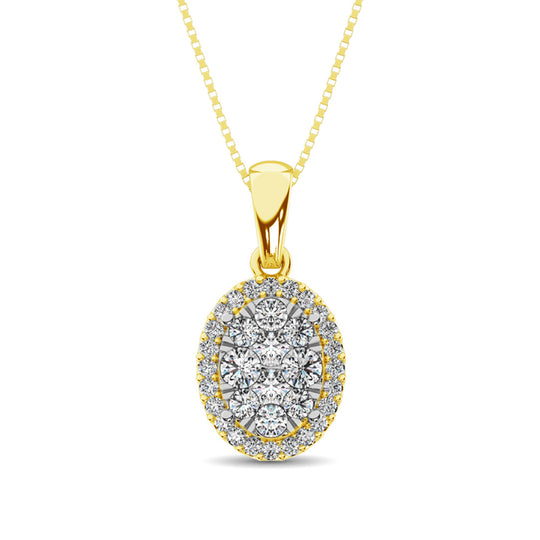 Colgante moderno de diamantes de talla redonda de 5/8 qt total en oro amarillo de 14 k