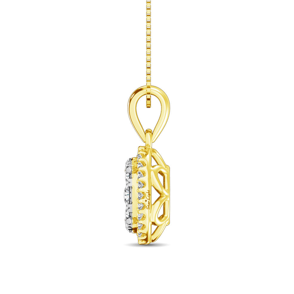 Colgante moderno de diamantes de talla redonda de 5/8 qt total en oro amarillo de 14 k