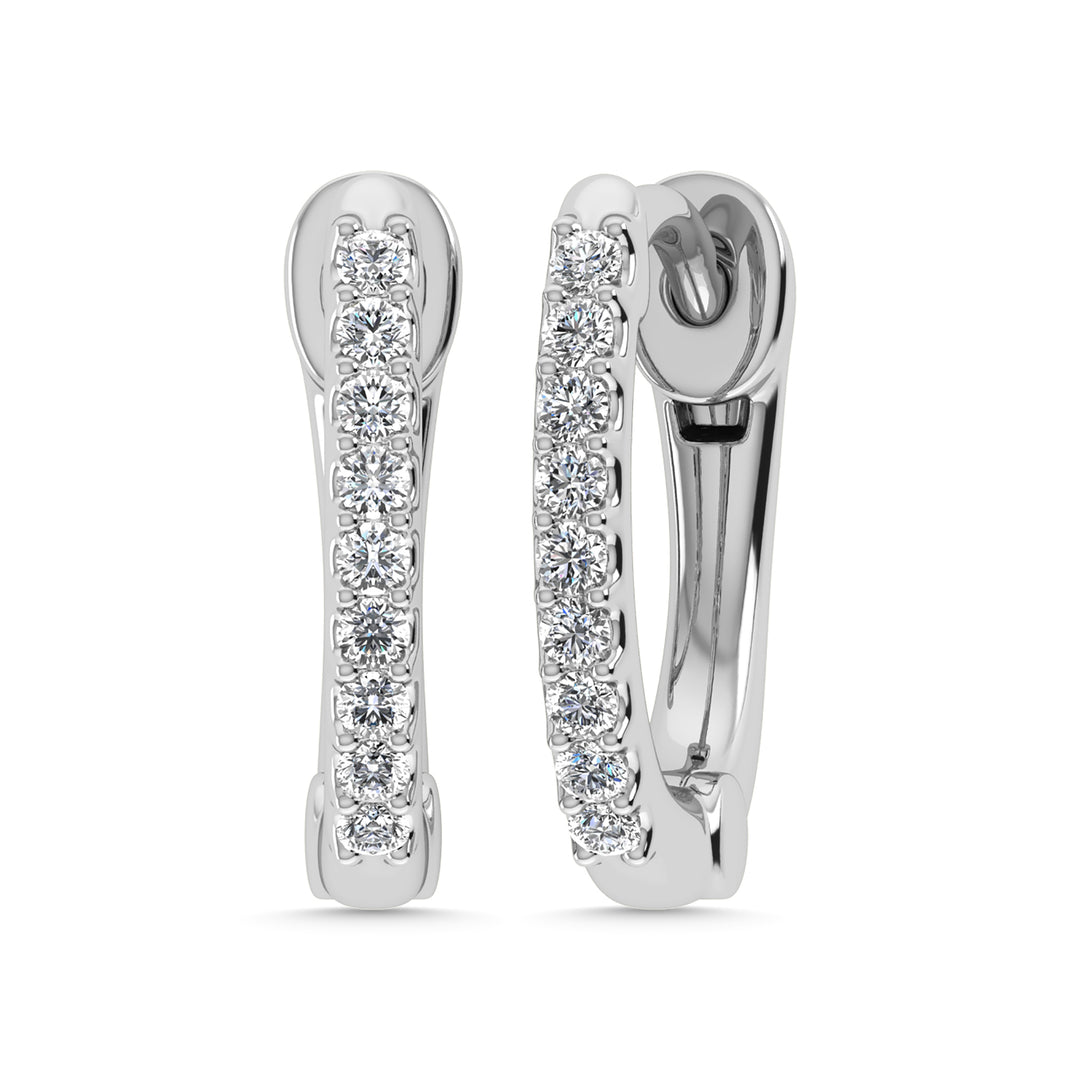 Diamante 1/10 Ct.Tw. Aretes de aro en oro blanco de 14 k