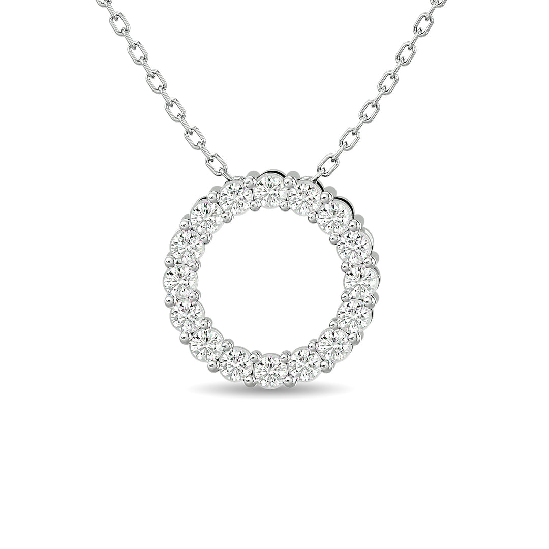 Diamante 1/4 Ct.Tw. Colgante circular en oro blanco de 14 k