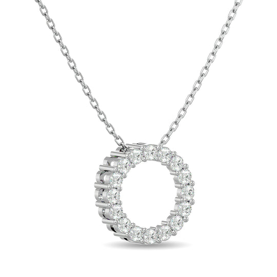 Diamante 1/4 Ct.Tw. Colgante circular en oro blanco de 14 k