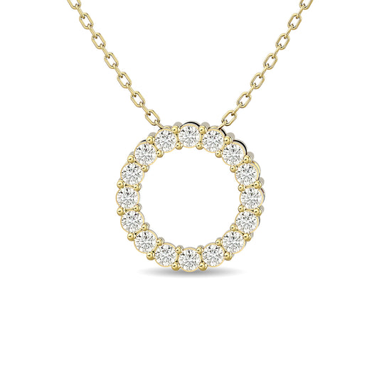 Diamante 1/4 Ct.Tw. Colgante circular en oro amarillo de 14 k