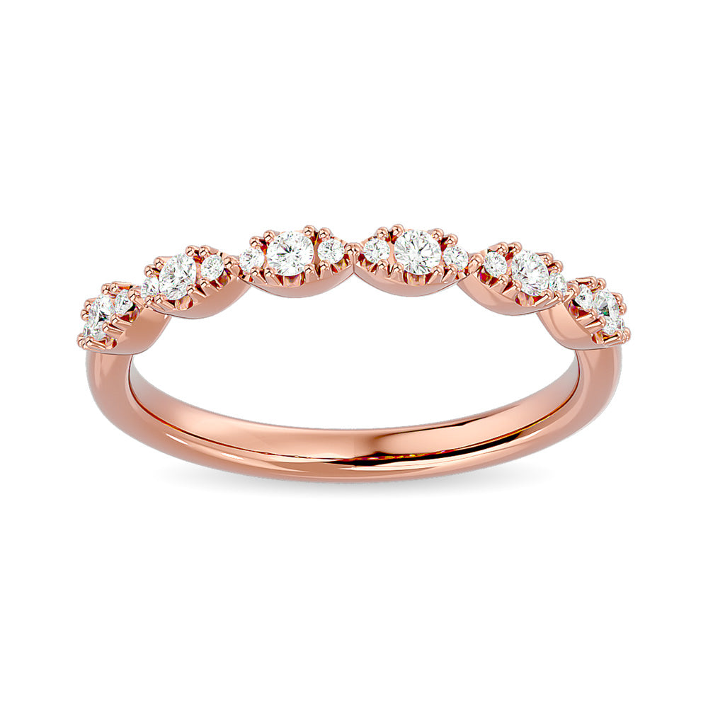 Alianza de Bodas con Diamantes de 1/5 qt en Oro Rosado de 14k