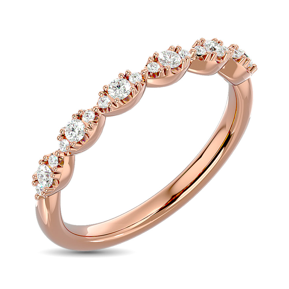 Alianza de Bodas con Diamantes de 1/5 qt en Oro Rosado de 14k