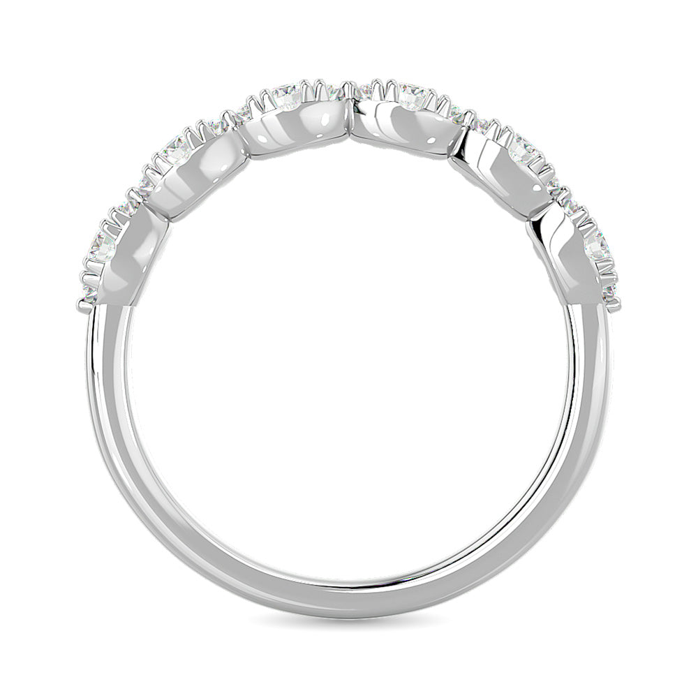 Alianza de Bodas con Diamantes de 1/5 qt en Oro Blanco de 14k