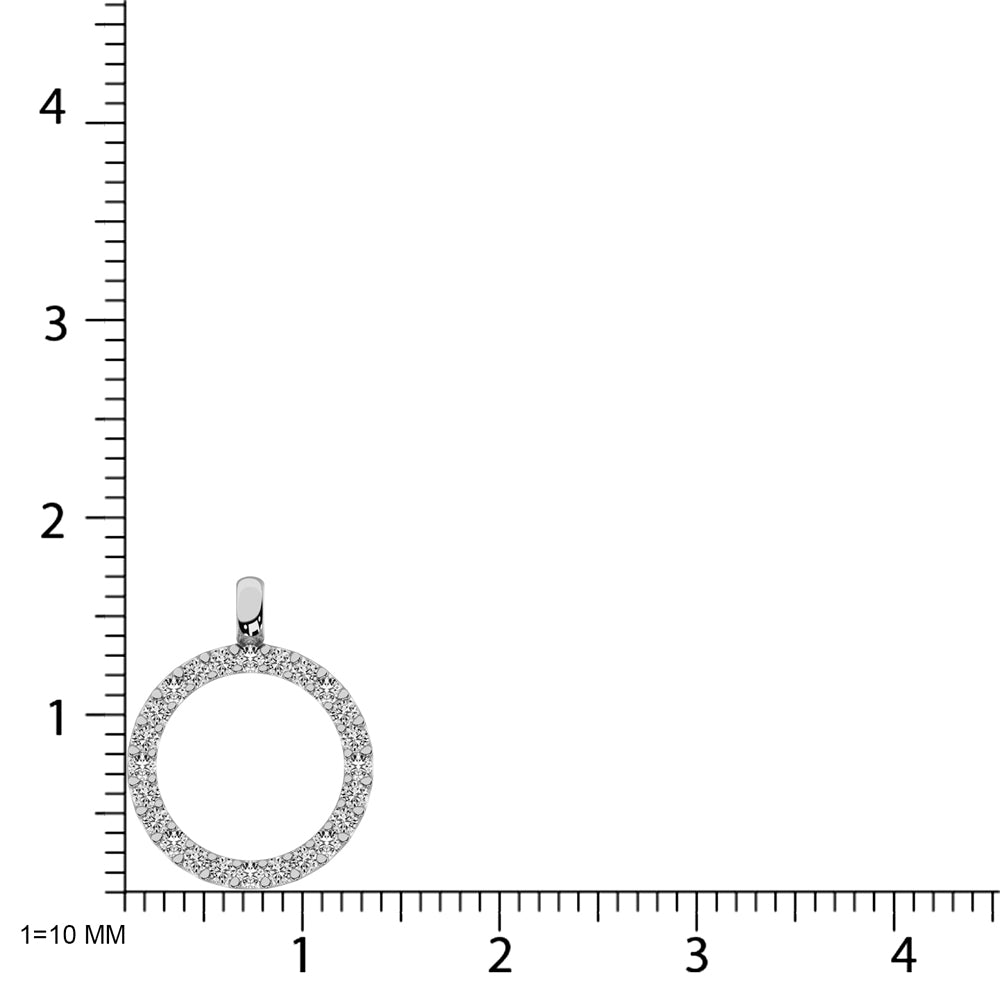 Colgante circular de diamantes de 1/4 qt de peso total en oro blanco de 14 k