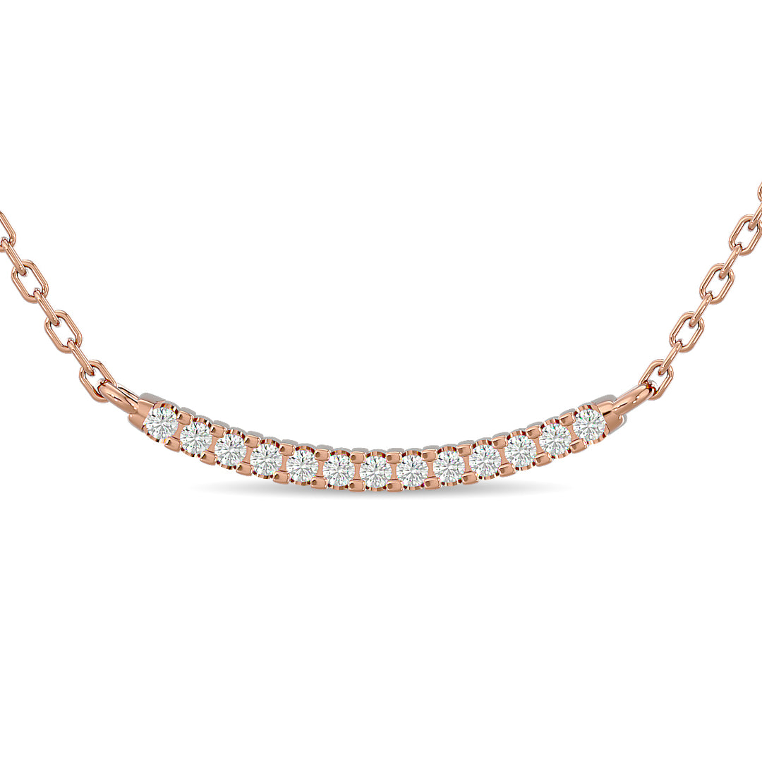 Collar de moda con diamantes de 1/6 qt total en oro rosado de 10 k