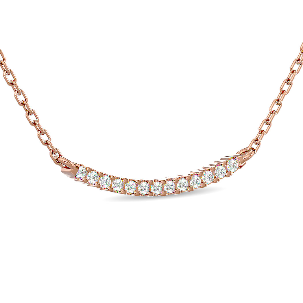 Collar de moda con diamantes de 1/6 qt total en oro rosado de 10 k