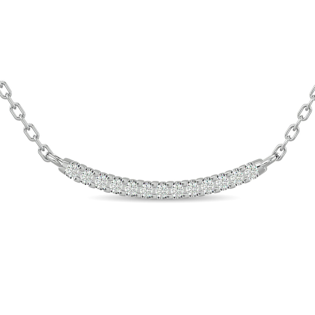 Collar moderno de diamantes de talla redonda de 1/6 qt total en oro blanco de 10 k