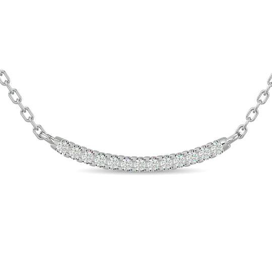 Collar moderno de diamantes de talla redonda de 1/6 qt total en oro blanco de 10 k