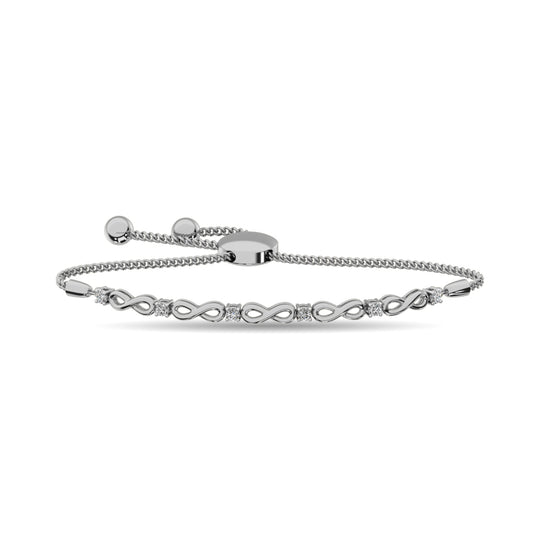 Brazalete Infinito de Diamantes de 1/50 qt de en Plata de Ley