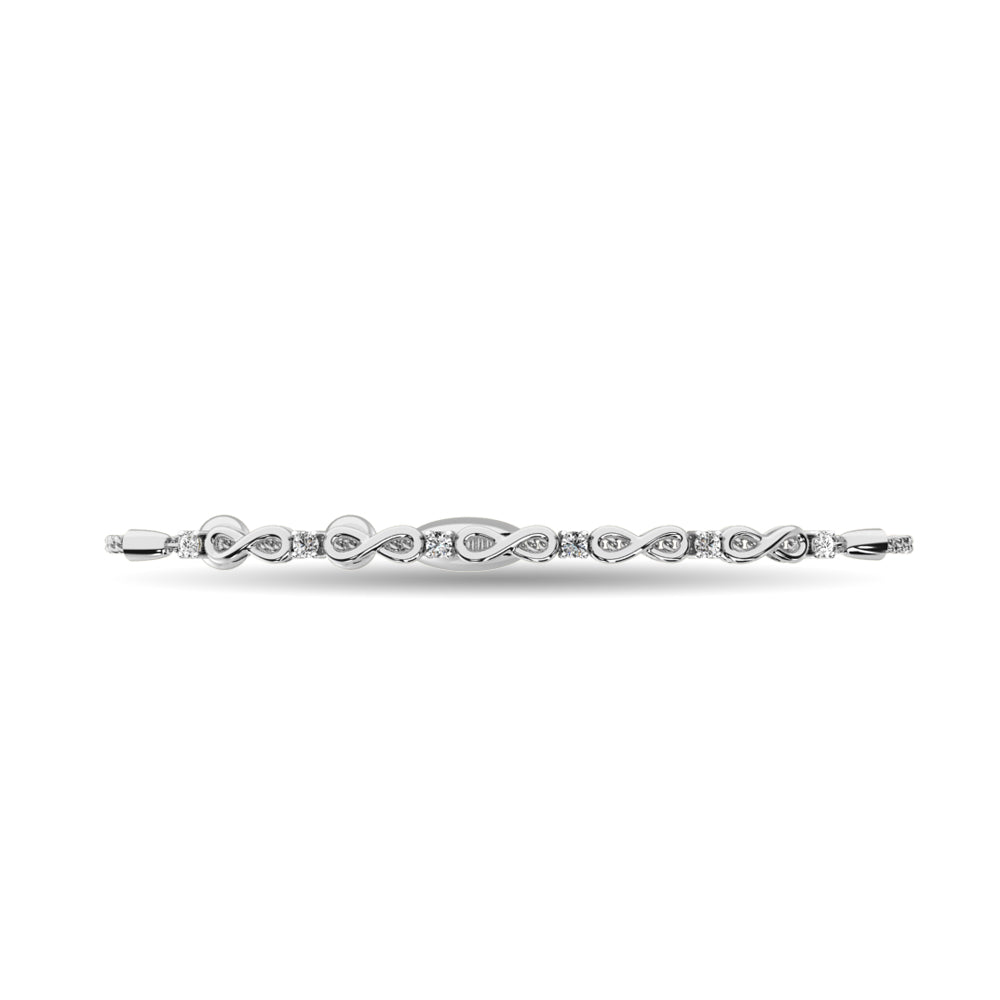 Brazalete Infinito de Diamantes de 1/50 qt de en Plata de Ley