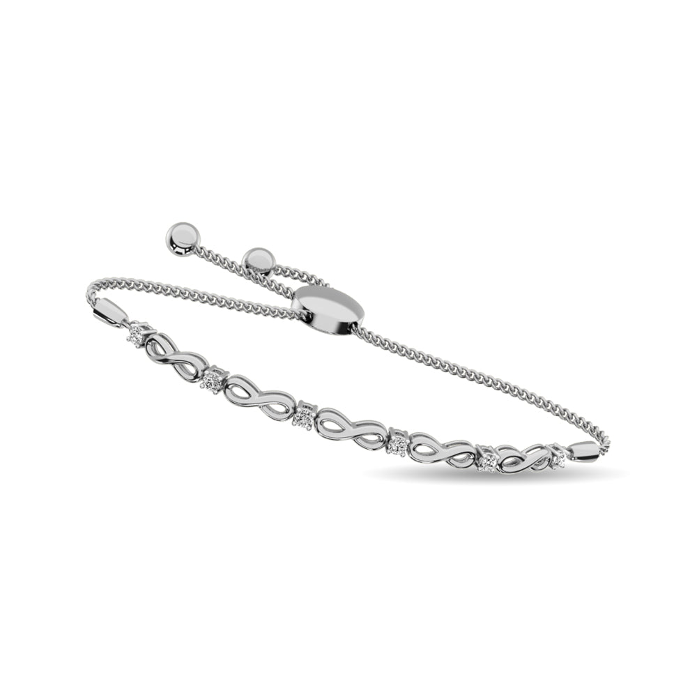 Brazalete Infinito de Diamantes de 1/50 qt de en Plata de Ley