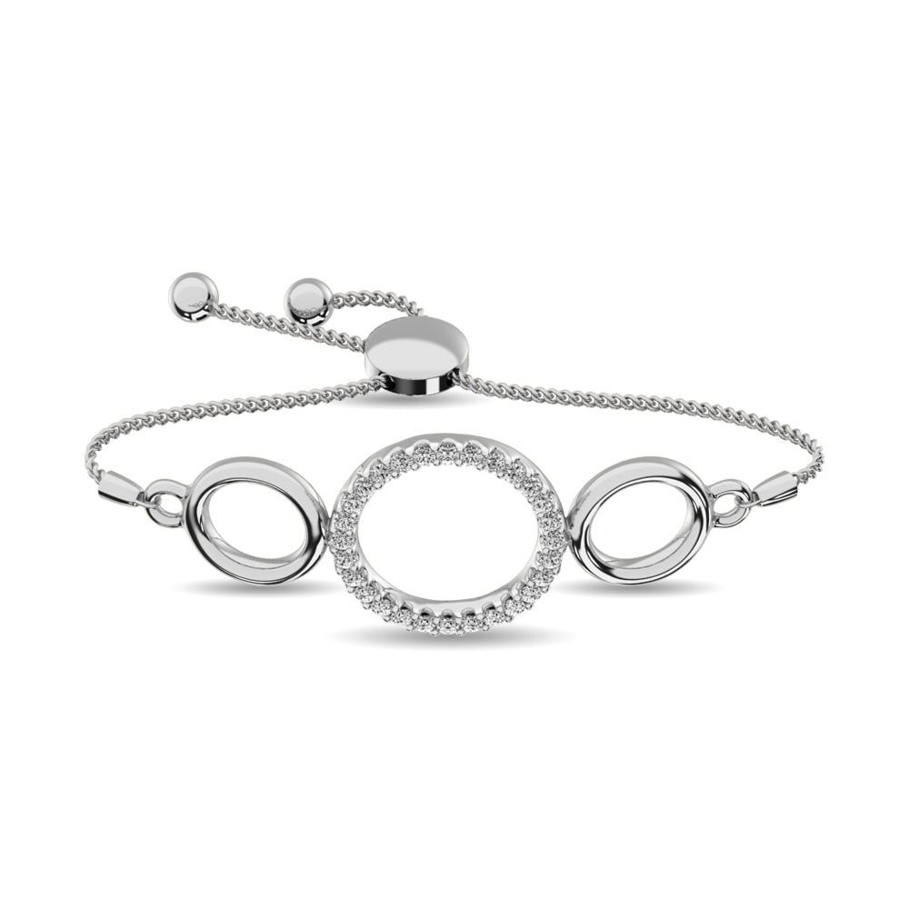 Brazalete Circular de Diamantes de 1/6 qt en Plata de Ley