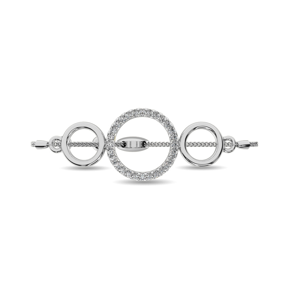 Brazalete Circular de Diamantes de 1/6 qt en Plata de Ley