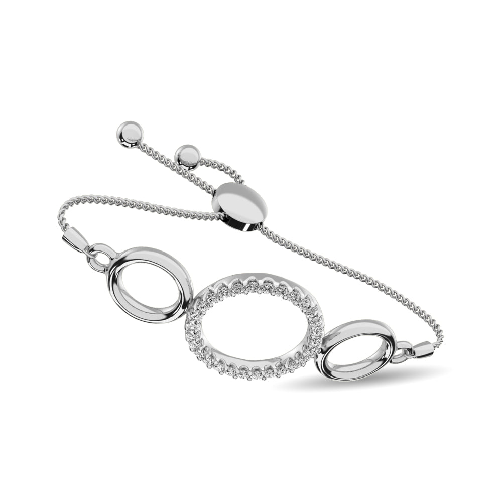 Brazalete Circular de Diamantes de 1/6 qt en Plata de Ley