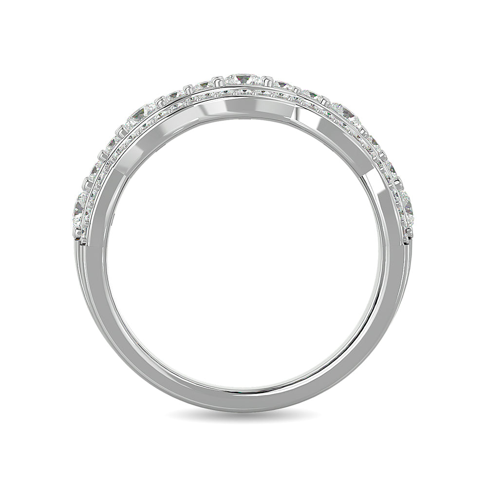 Alianza de Moda con Diamantes de 7/8 qt en Oro Blanco de 14k