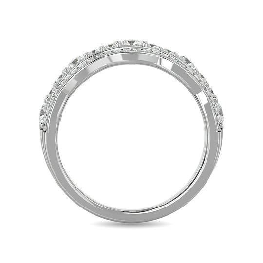 Alianza de Moda con Diamantes de 7/8 qt en Oro Blanco de 14k