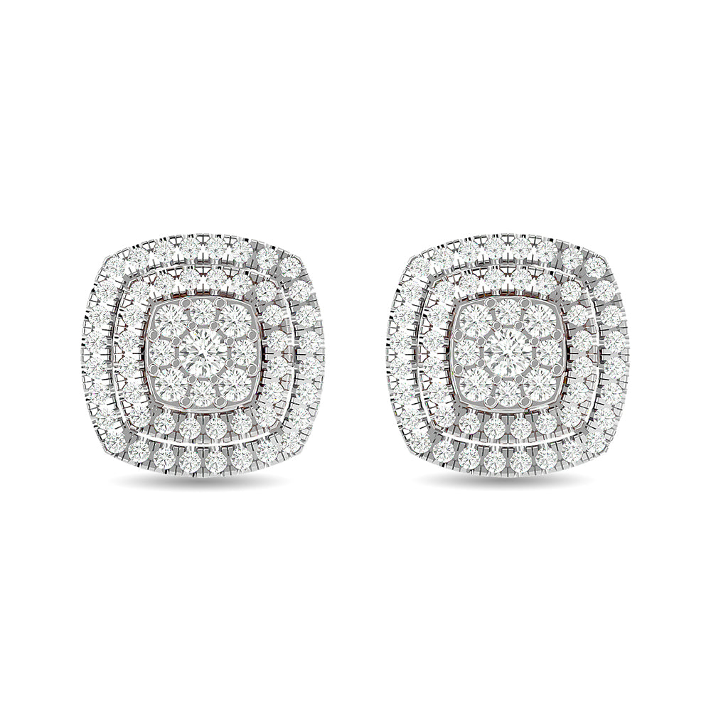 Aretes de Moda con Diamantes de 5/8 qt en Oro Blanco de 10k